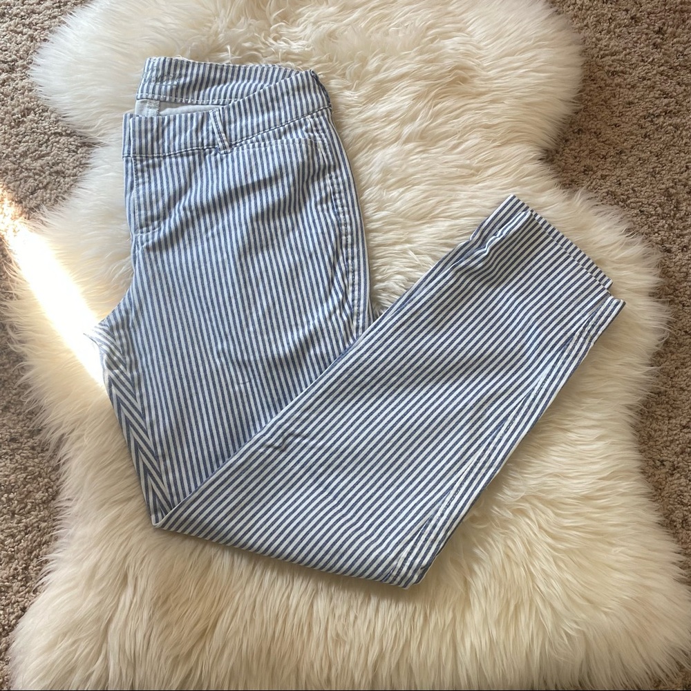 Old Navy Pixie Blue & White Vertical Lines Pants Sz 2